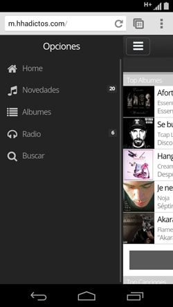 HHAdictos Menu Screenshot